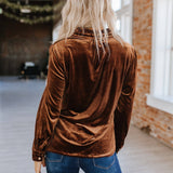 Red Marjorie Long Sleeve Velvet Blouse