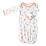 Pajama Gown, Peachy Pink Watercolor Floral, 0-3 Months: Small 0-3 Months