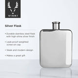 Harrison Polished Silver-Finish Stainless Steel Flask