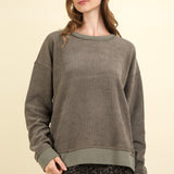 Charcoal Oversized Soft Textured Knit Top