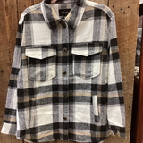 Black Plaid Button Up Shacket