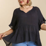 Mandarin Ruffles Blouse